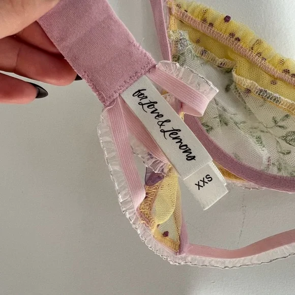For Love And Lemons Pink and Yellow Lace Bralette - Picture 3 of 8
